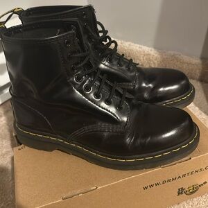 Unisex size 10 womens, 8 mens black leather Dr. Martens Doc Martens